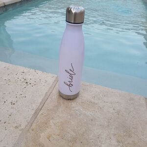 Bridal water bottle, gold and white
